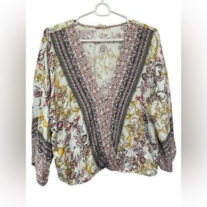 Mystree Floral V-Neck Bohemian Women's Top